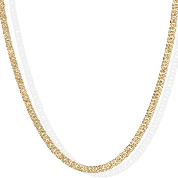 14K Gold Plated Curb Chain Choker – Adjustable 15–18” Gold Necklace Gift - Picture 2 of 4